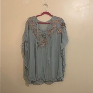 Johnny Was light weight blue top